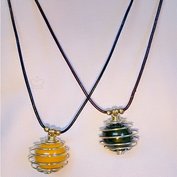 Beaded Spiral Brass Necklace
