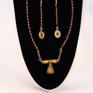 Beaded Brass Earrings and Necklace