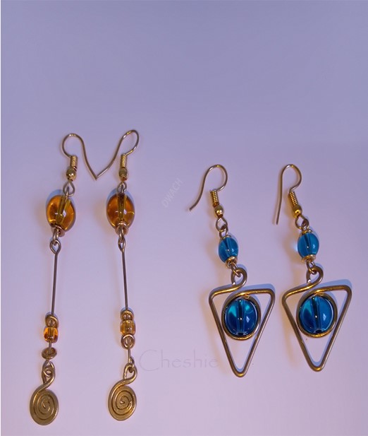Beaded Brass Earrings