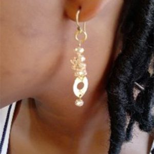 Golden Crystals Brass Earrings