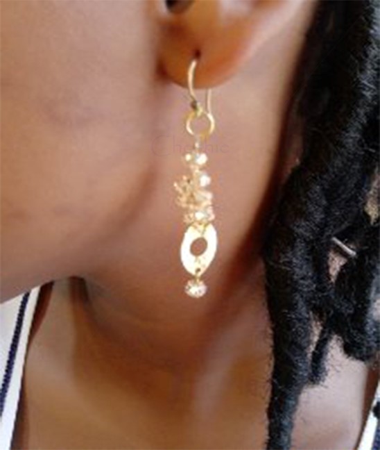 Golden Crystals Brass Earrings