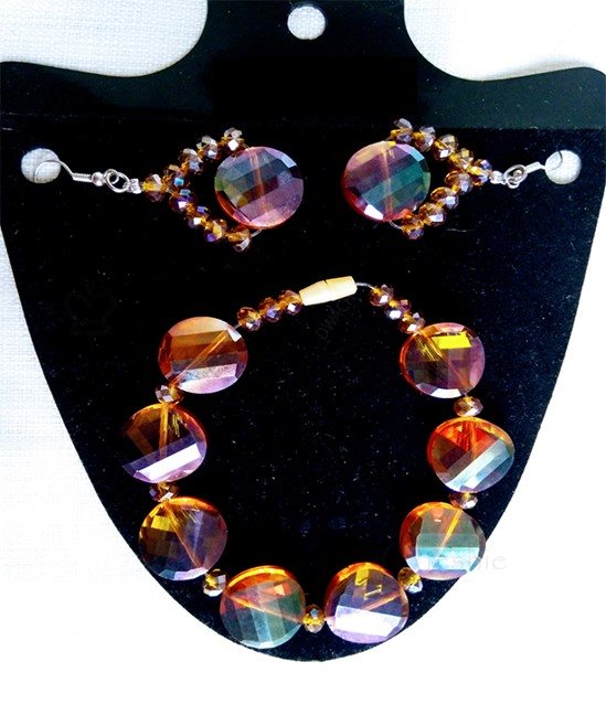 Maroon Crystals Earrings and Necklace