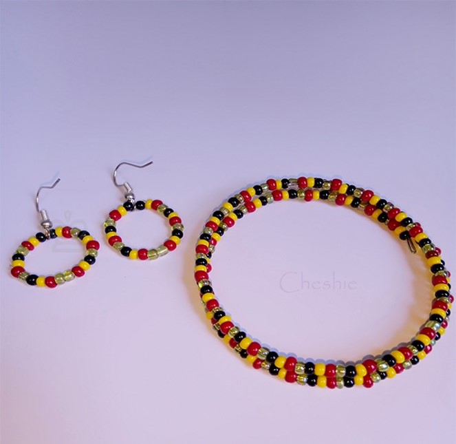 Multicolored Circles Earrings and Bracelet