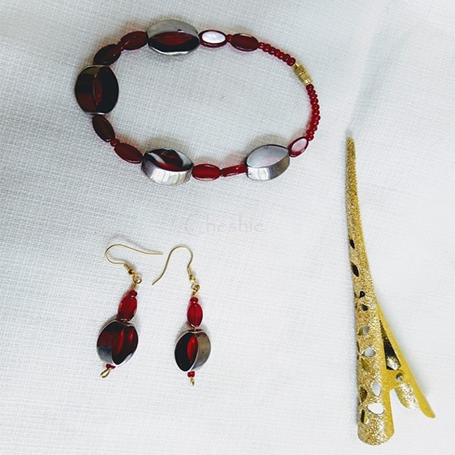 Ruby Red Earrings and Bracelet