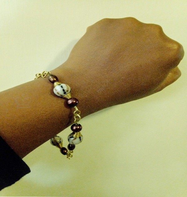 Afro Col Beaded Brass Bracelet
