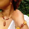 Stoney Brown Brass Necklace, Earrings and Bracelet