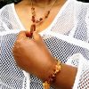 Stoney Brown Brass Necklace and Bracelet