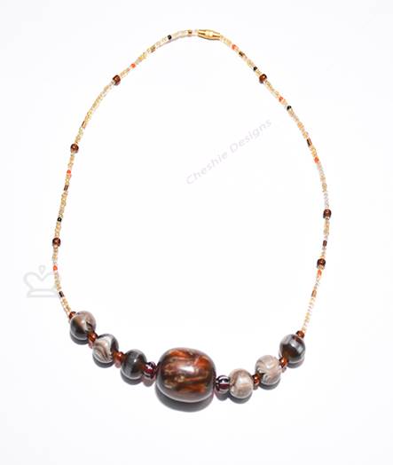 Brown Beaded Ethnic Necklace