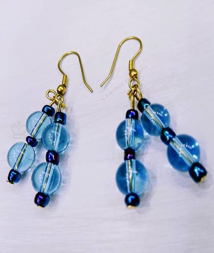 Glassy Blue Beaded Earrings