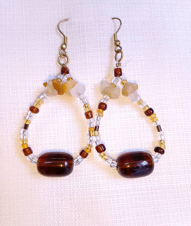 Stoney Brown Beaded Circular Earrings