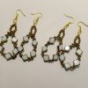White Diamond Gold Beaded Earrings