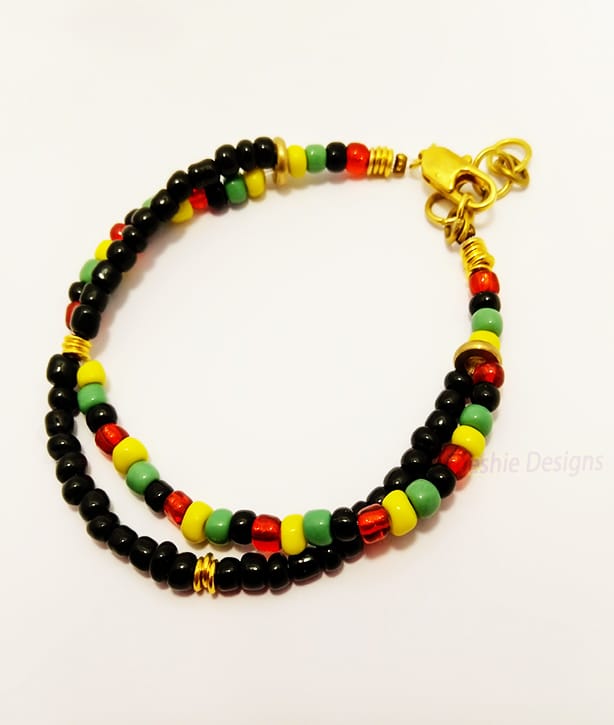 Reggae Colored Beaded Anklet